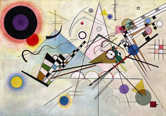 composition viii by Wassily Kandinsky, a great example of contrast, one of the 7 principles of art