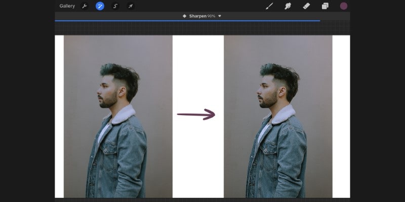 sharpen effect on a photo in procreate