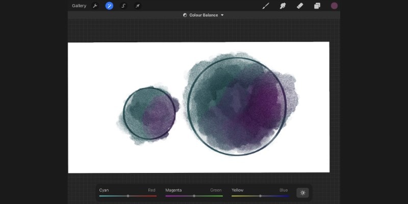 Color Balance in Procreate Adjustments menu