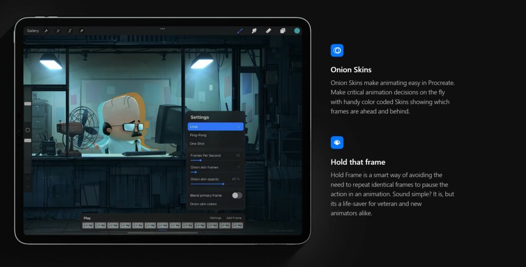 Procreate animation settings for animating on the iPad
