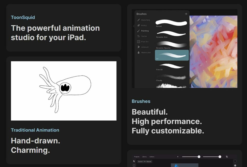 ToonSquid animation studio for iPad