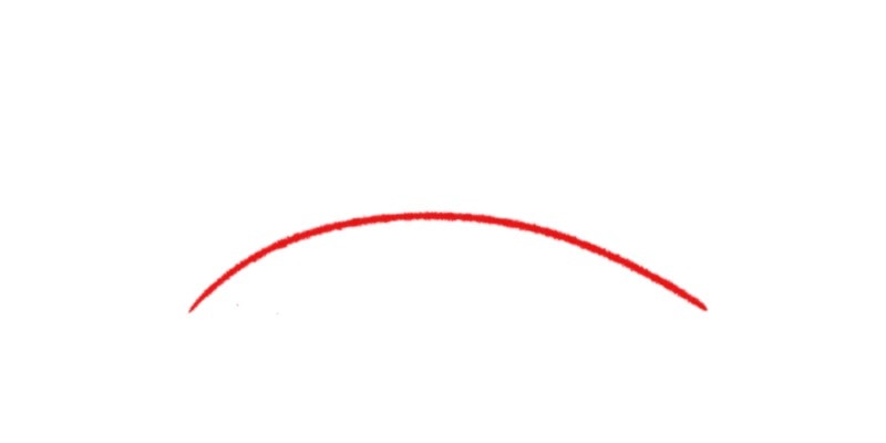 image showing the first step on drawing eyebrows, drawing a curved line