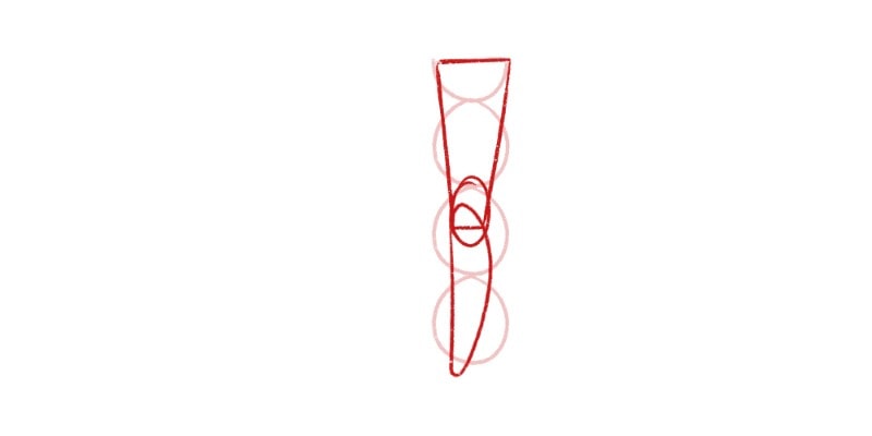 Draw A Shape Similar To A Lemon Wedge For The Lower Part Of The Leg