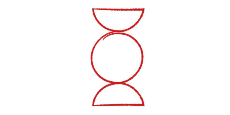 Draw Half Of A Circle Above The First And Another Half Below