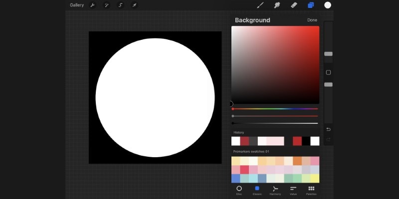 Draw A Circle In White And Change The Background Color To Black