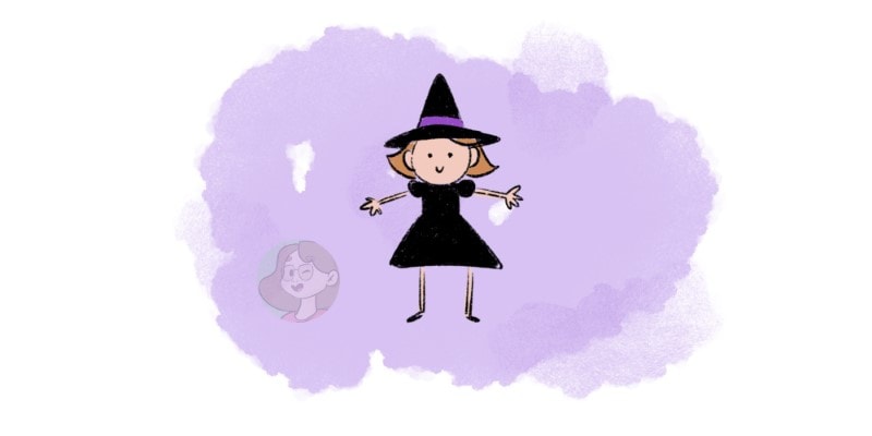 a very simple drawing of a witch for halloween!