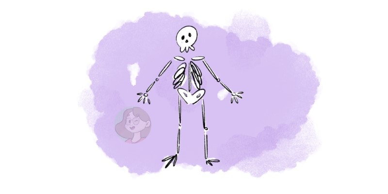 drawing of a cartoon skeleton, great drawing idea for halloween