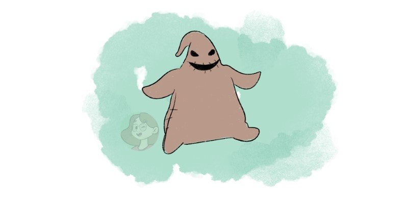 oogie boogie in a cartoon drawing style