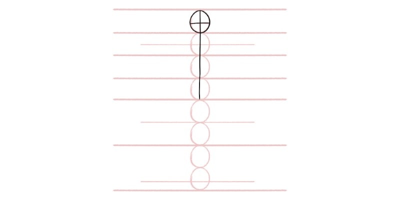 Draw A Vertical Line That Reaches The Middle Of The Body