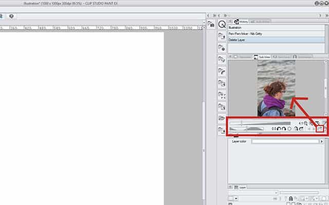 example of a reference window being used in Clip Studio Paint