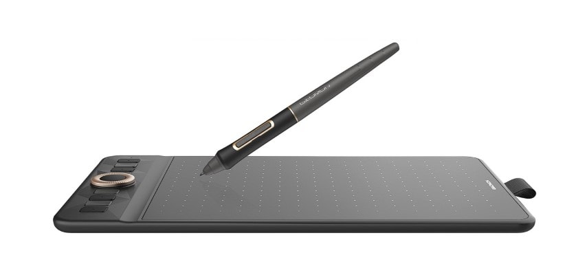 WH851 Drawing Tablet From The Side with the Pen On Top