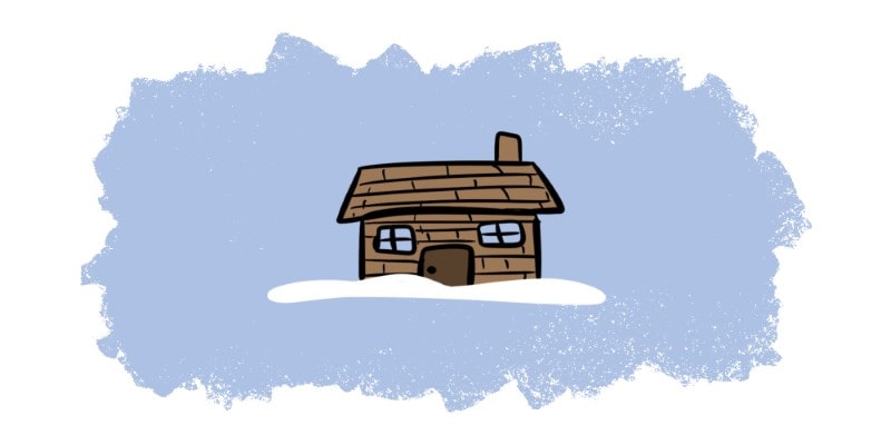 Cozy Winter Hut Drawing