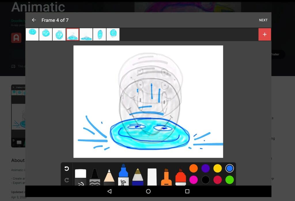 Screenshot of the Animatic app for android