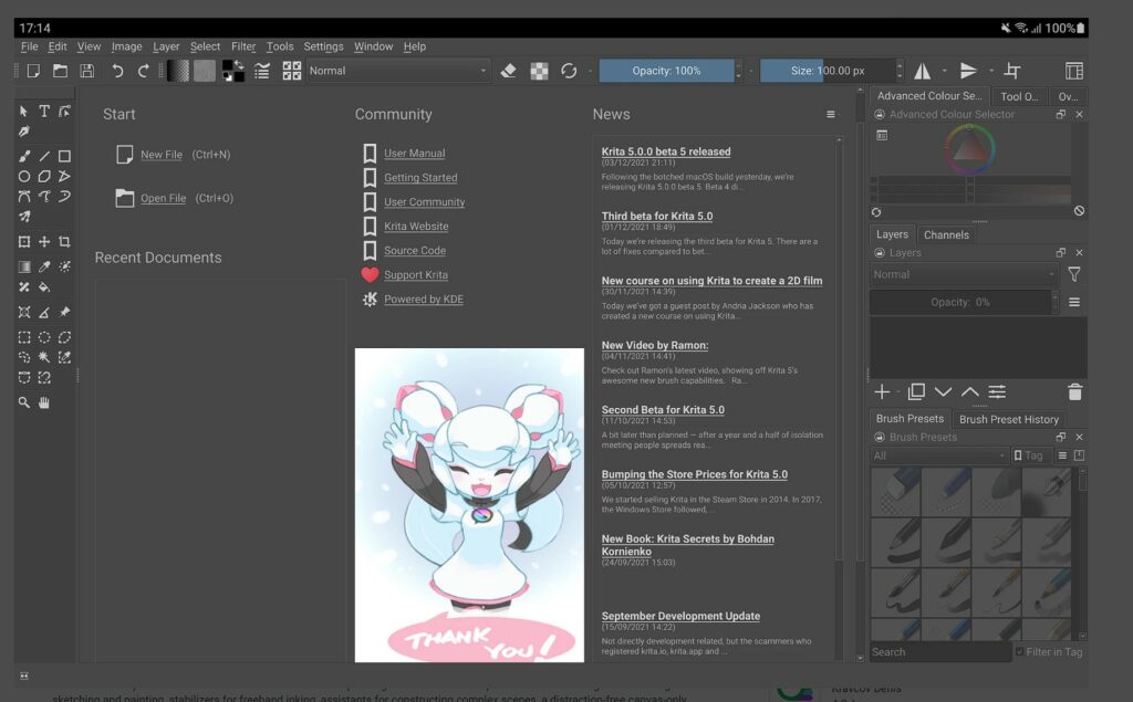 Krita drawing app for android