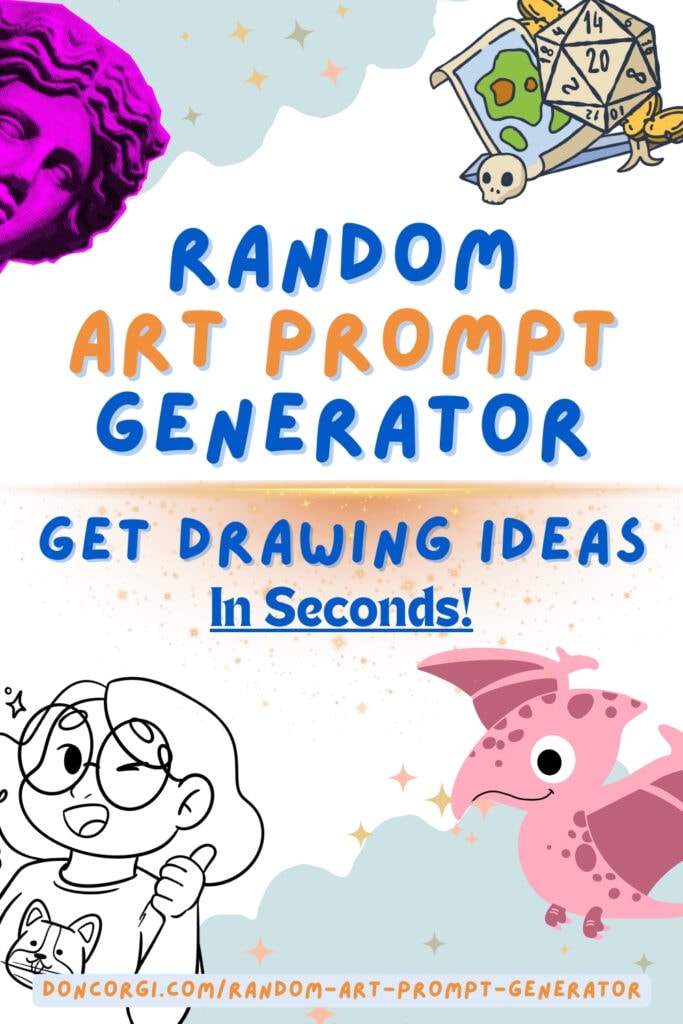random art prompt generator, get drawing ideas pin