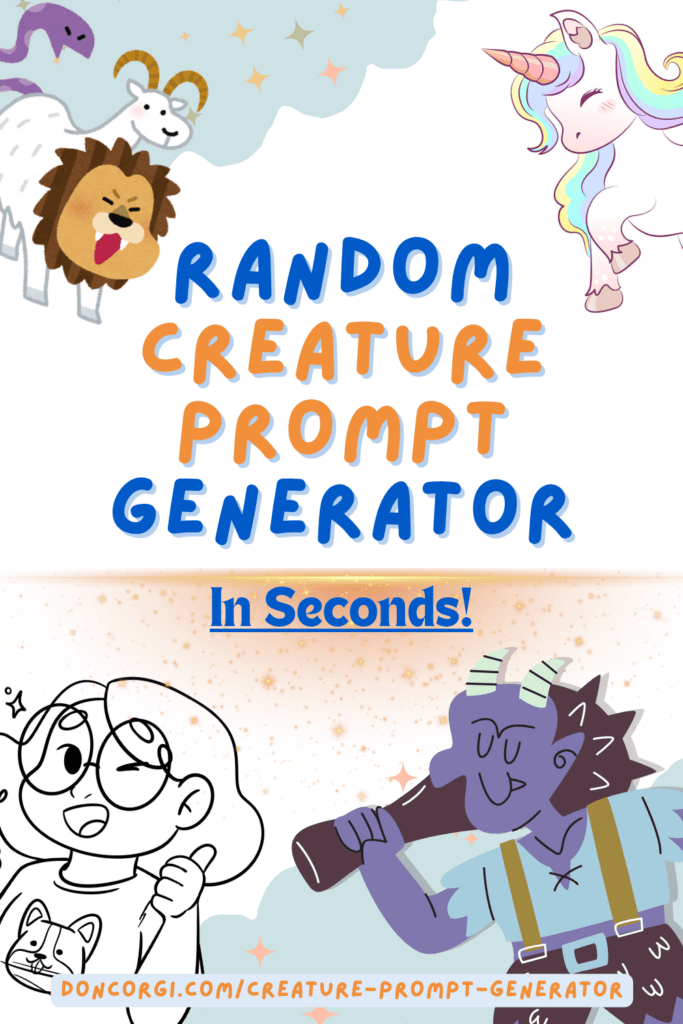 Random Creature Prompt Generator Pin image with different character designs
