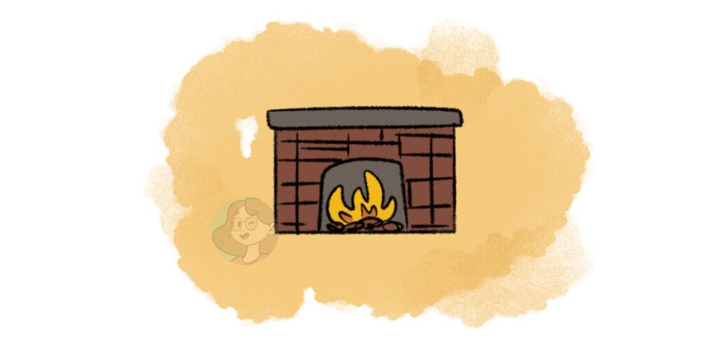 a cozy fireplace drawing for autumn drawing idea