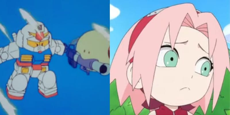 Examples of SD Gundam Mk1 and Sakura in Naruto Spin-Off_ Rock Lee & His Ninja Pals, a Super Deformed Art Style
